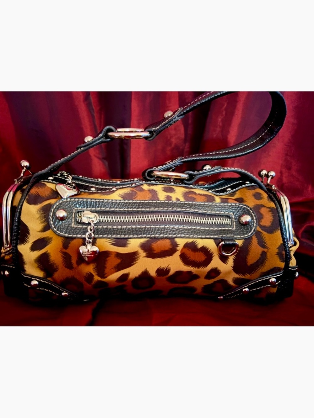 Kathy Van Zeeland Leopard Print Barrel Bag